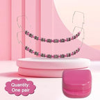 Fake Braces 2-Pcs Set Temporary Tooth Decoration with Metal Wires, Metal Brackets and Orthodontic Bands, Suitable for Orthodontists to Explain, for Dental Students to Practice (Pink)