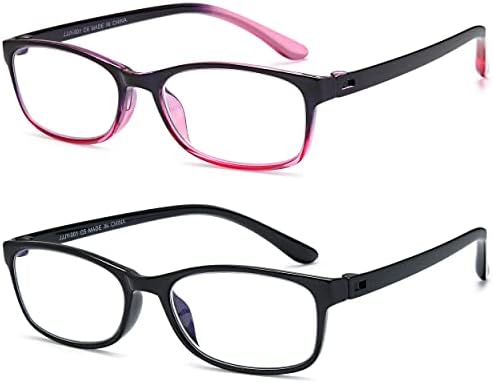 EYEURL 2 Pack Reading Glasses Blue Light Blocking Readers for Women-TR90 Lightweight Computer Reading Glasses Stylish Rectangular Frames Eyeglasses+1.25