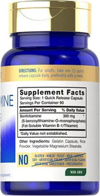 Carlyle Benfotiamine 300mg | 90 Capsules | Fat Soluble Vitamin B1 Thiamine | Non-GMO, Gluten Free Supplement