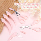 6 Pcs Eyebrow Trimmer Scissors with Comb, Curved Eye Brow Razor, Non-Slip Stainless Steel Facial Hair Removal Grooming, Brow Shaping Beard Shaving Kit Beauty Accessories for Women Men