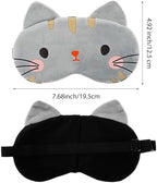 WLLHYF Cute Sleeping Eye Mask Soft Plush Cartoon Cat Blindfold Comfortable Animal Eye Cover Funny Novelty Sleeping Eye Shade for Women Men Kids Travel Nap Sleeping(Grey)