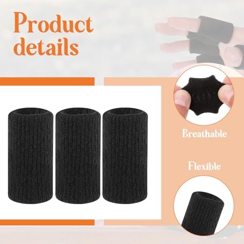 KALIONE 10Pcs Black Sport Finger Sleeves, Finger Sleeves Protectors, Elastic Finger Support Sleeve, Compression Finger Sleeves, Thumb Brace Support for Basketball, Golf