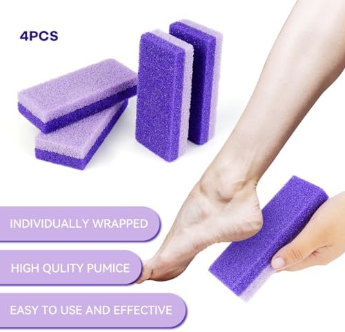 4 Pcs Foot Pumice Stone and Scrubber for Feet and Heels Callus and Dead Skins (Purple)