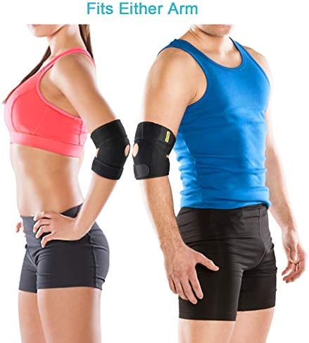 Elbow Brace, Adjustable Elbow Support with Dual-Spring Stabilizer, Elbow Strap for Golfers Elbow, Tennis Elbow, Arthritis, Tendonitis, Sports Injury Pain Relief and