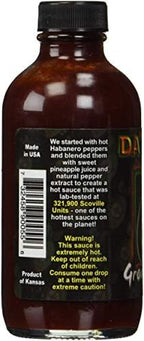Da Bomb - Ground Zero - Original Hot Sauce - 321,900 Scovilles - 4oz Bottle - Made in USA with Habanero Peppers- Non-GMO, Gluten Free, Sugar Free, Keto - Pack of 1