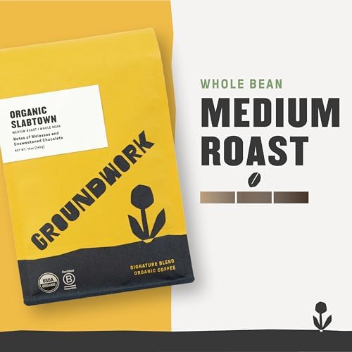 Groundwork Certified Organic Whole Bean Coffee, Slabtown, 12 oz Bag