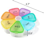 Quacc Cute Weekly Pill Organizer Travel 7 Day Portable Round Floral Pill Case Box Pill Container Medcine Holder for Large Vitamin Fish Oil Pill Medication Supplement Storage - Rainbow