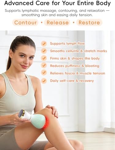 Lymphatic Drainage Massager for Body & Legs – Electric Handheld Body Massager with 12 Levels & Multi-Mode Massage, Helps Support Circulation, Smooth the Look of Cellulite & Relax Muscles