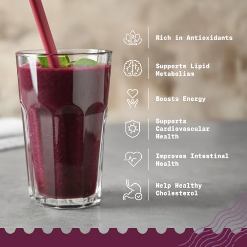 NaturaleBio Organic Acai Powder - 8oz Freeze Dried Acai Berry Powder (Freeze Dried) from Brazil - Raw Food from Acai Fruit, Extract from Pulp of Acai Berries