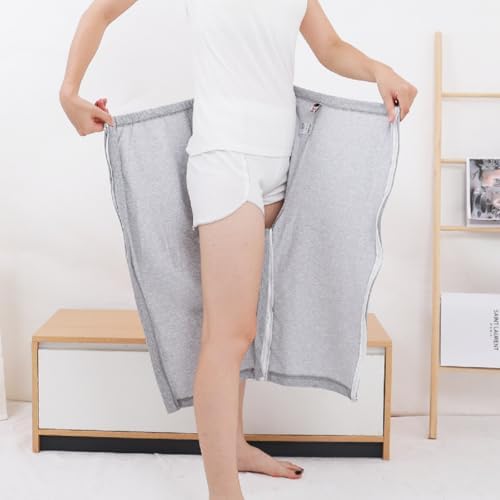 Full Open Old Age Incontinence Pants Easy to Wear & Take Off Patients Care Trousers Elderly Open Crotch Pants,Capri Pants,M