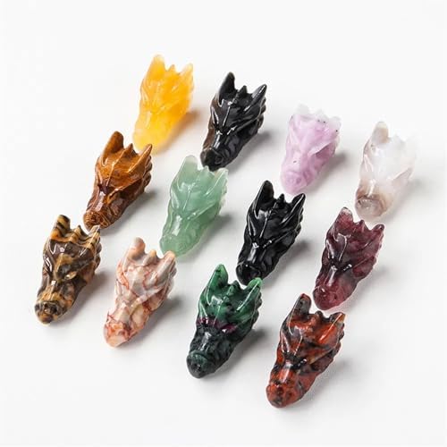 AtkitS Natural Crystal Carving Obsidian Aventurine Quartz Dragon Head Skull Figurine Crafts Gift Home Decor (Color : Amethyst)