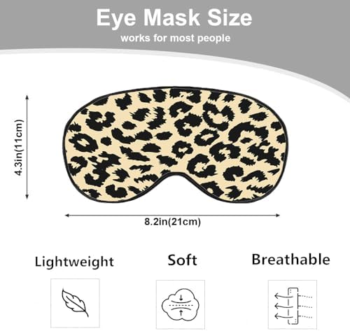 Leopard Eye Mask Sleeping Mask Animal Fur Patches Speckled Plaque Sleep Masks Silky Soft Eye Cover for Women Men Shading Blindfold for Air Travel Sleeping