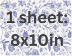 Blue Floral Toile Pattern Cake topper Wrap Icing Sheet, 8x10 inches, Baby Shower Cake Decorating, Blue toile de jouy baby shower cake topper wrap icing sheet, baby blue floral pattern cake wrap