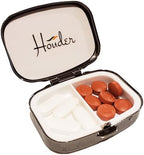 Houder Classy Gray Metal Pill Box Decorative Pill Case with Gift Box - Carry Your Meds in Style (Rectangular)