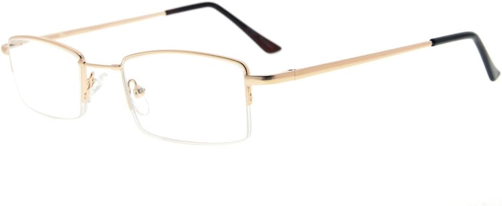 Eyekepper Half-rim Reading Glasses With Flex Memory Titanium Bridge Bendable For Men Women (Gold,+0.50)