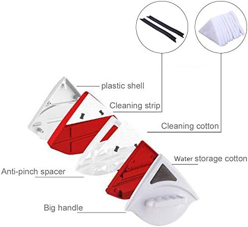 Double-side Magnetic Glass Wiper Window Cleaner Magnetic Glass Cleaning Tool Brush for Double Glazed Window Thickness 0.5"-1" (15-24mm)