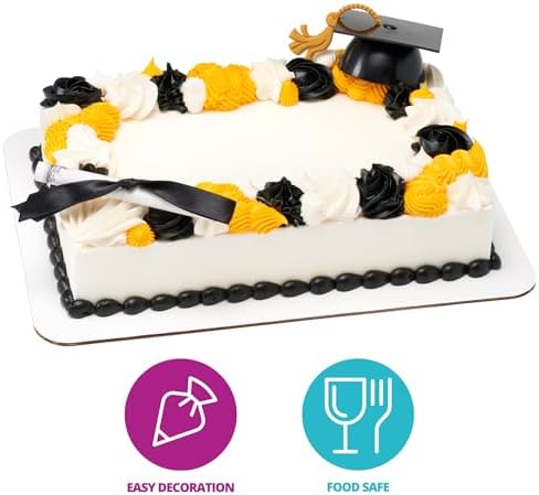 DecoPac Grad Cap with Tassels Cake Topper 24 Pack Elegant Graduation Hat Cake Decoration, Food Safe - Pack Of 24