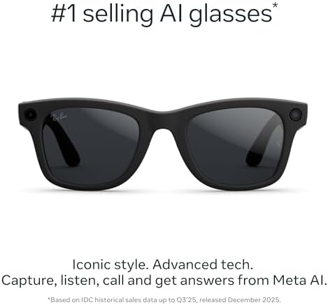 Ray-Ban Meta (Gen 2), Wayfarer Large, Matte Black | Smart AI Glasses for Men, Women — 2X Battery Life — 3K HD Resolution — 12 MP Ultra-Wide Camera, Audio, Video — Polarized Gradient Graphite Lenses