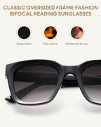 Bifocal Sunglasses Reader - 3 Pack Lightweight Oversized Classic Style for Women Reading W/UV 400 Protection