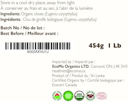 EcoEcho Organic Cloves Ground - 454g / 1 Lb