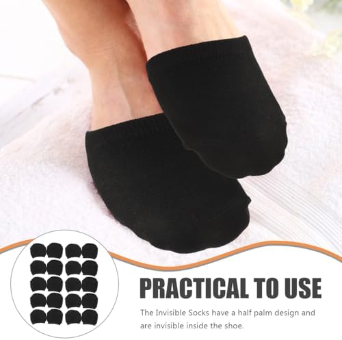 10 Pairs Black Cotton Half Socks for Women High Heel Invisible Sock Breathable Forefoot Pads Ball of Foot Cushions for Women