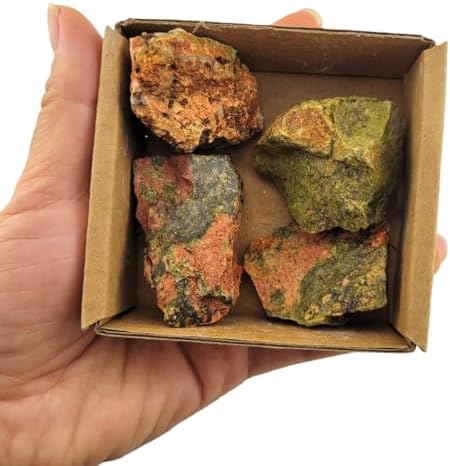 Natural Raw Crystals 1''-2'' Unakite Rough Stones Rocks for Tumbling Polishing Cabbing Gemstones Crystals and Healing Stones for Wicca Reiki,Fountian Rocks for Decorations (Unakite)