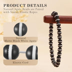 Agate Round Beaded Bracelet for Women Men Natural Agates Stone Healing Bracelets Stretch Elastic Handmade Polished Gemstone Beads Bracelet