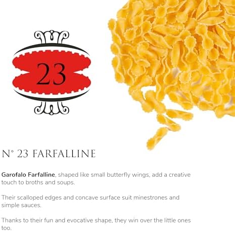 Garofalo - Premium Durum Wheat Semolina Farfalline Pasta, Italian Made, Bronze-Drawn, Al-Dente, One-Ingredient Pasta (2 pack)