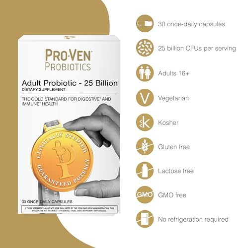 Pro-Ven Daily Probiotic for Women & Men | 25 Billion CFU with Acidophilus & Bifidus | Digestive & Immune Support | Vegetarian, Gluten-Free, Lactose-Free | 30 Capsules