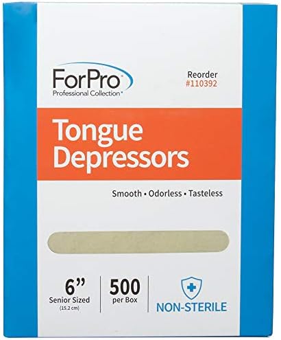ForPro Professional Collection Senior Tongue Depressors, Large Wax Applicators, Wood Craft Sticks, 6" Senior Sized, Non-Sterile, 500-Count