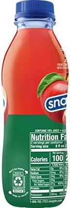Snapple Apple Juice Drink, 16 Fl Oz Recycled Plastic Bottle, All Natural, No Artificial Flavors Or Sweeteners, Gluten-free, Contains 10% Real Juice 12 Pack