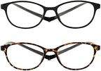 JM 2 Pack Magnetic Reading Glasses for Men Women, Hang Neck Blue Light Blocking Computer Readers Black & Tortoise +1.75
