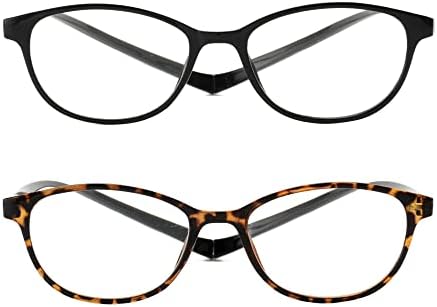 JM 2 Pack Magnetic Reading Glasses for Men Women, Hang Neck Blue Light Blocking Computer Readers Black & Tortoise +1.75