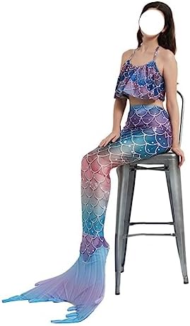 LVTFCO Adult Mermaid Adult Performance Wear, Fishtail Princess Dress 3-piece Set, Game Anime Cosplay Costume