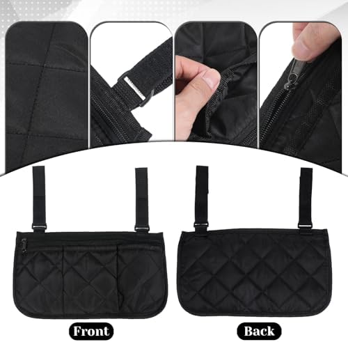 2 Pack Wheelchair Side Bag, Walker Bag with Cup Holder Waterproof Wheelchair Armrest Pouch, Storage Organizer Bags Wheel Chair Pouch Side Pocket for Most Seniors Wheelchairs