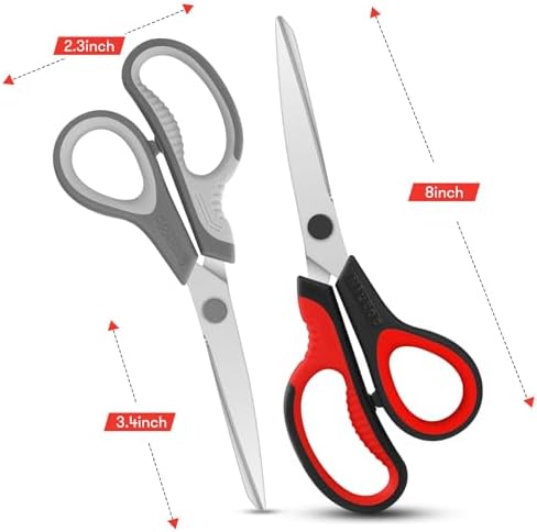 Scissors, Niutop 8" All Purpose Scissors Heavy Duty Ergonomic Comfort Grip Craft Shears Sharp Scissors for Office Home Household Sewing High/Middle School Students Teacher Art Craft DIY Supplies
