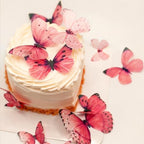 Red Butterfly Wafer Paper Cupcake Cake Toppers -38pcs 2 Sizes (Small 1.77" + Large 3.54") Edible Cake Decorations for Wedding Birthday Party