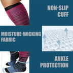 3 Pairs 15-20 Mmhg Compression Plus Size Socks For Women & Men, Gradient Stripe Knee-High Nylon Socks for Work & Sports