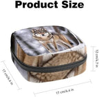Sanitary Napkin Storage Bag,Period Bag,Wild Animal Wolf Snow,Sanitary Bags for Feminine Products