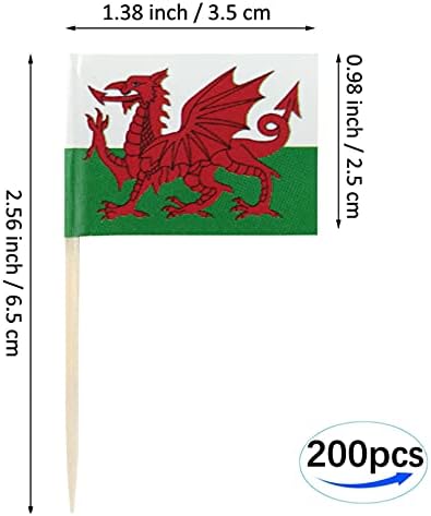 JBCD Wales Toothpick Flag Welsh Mini Small Cupcake Topper Flags, 200pcs