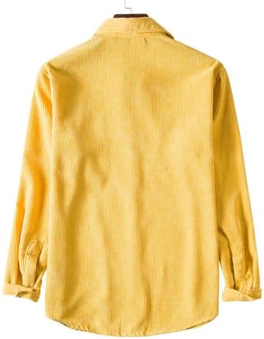 Ymosrh Men's Fall Casual Shirts Long Sleeve Button Down Corduroy Shirt Jacket with Pockets, M-3XL