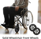 2PCS of 10 Inch Wheelchair Front Wheels Wheelchair Replacement Wheel Accessories 12 mm (1/2") Bearing Black Solid Tire