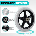 2Pcs 6 Inch Solid Wheelchair Replacement Wheels Rubber Material for Walkers, Rollators, Wheelchairs Accessories, Anti-Slip and Durable ABS Wheel Hub Walker Accessories Wheels(Grey)