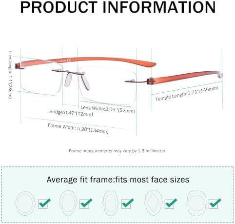 Eyekepper Reader Small Lens Rimless Reading Glasses Men Women