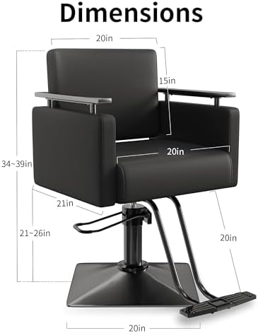 Baasha Professional All Black Salon Chair, Luxury Hydraulic Styling Chair with Soft PU Leather, High-Density Foam Cushion, 360° Swivel, Heavy-Duty Steel Frame, 330 lbs Capacity, Ergonomic Design