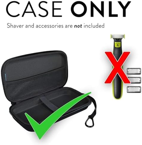 TUDIA Hard EVA Case Compatible with Philips Norelco OneBlade Hybrid Electric Trimmer Shaver, Fits QP2520/90, QP2520/70, QP2630/70 Face and Body, Shockproof Travel Storage Bag - Black [Case Only]