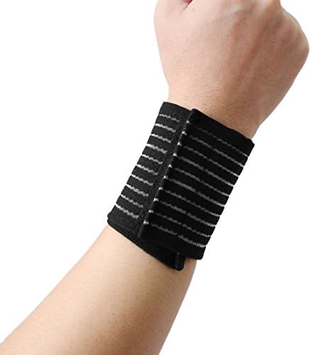 uxcell Black Elastic Sports Wrist Brace Band Hand Palm Wrap Bandage Guard Supporter