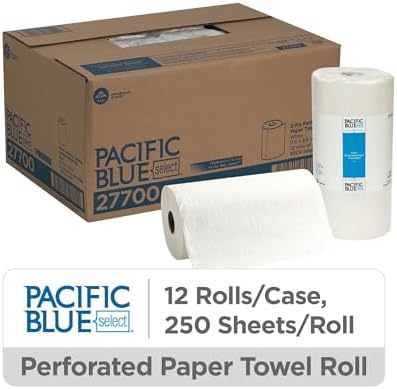 Pacific Blue Select 2-Ply Perforated Roll Paper Towel by GPPRO (Georgia-Pacific), White, 27700, 250 Sheets Per Roll, 12 Rolls Per Case
