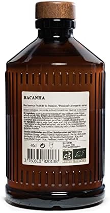 Bacanha Organic Brut Passion Fruit Syrup - Premium French Tropical Syrup - Tangy & Exotic Flavor for Cocktails & Lemonades - Gourmet and Organic - For Coffee, Mocktails - 400ml Glass Bottle