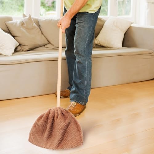 VICASKY 3pcs Washable Coral Velvet Broom Covers for Floor Cleaning Durable Dust Collection Cloths with Elastic Closure for Sweeping Mopping and Tasks at Home